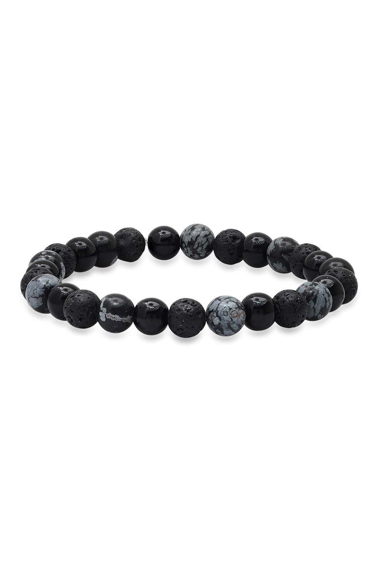 Men's Lava Rock & Agate Stretch Bracelet, Main, color, BLACK