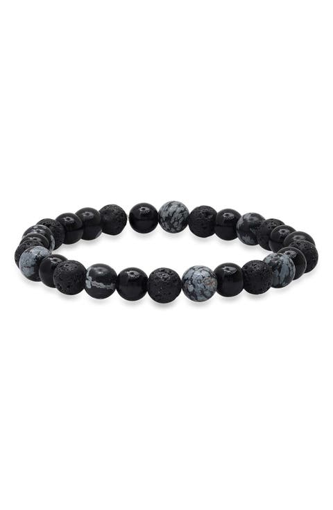 Men's Lava Rock & Agate Stretch Bracelet