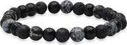 STEELTIME Men's Lava Rock & Agate Stretch Bracelet