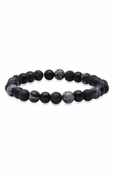 Men's Lava Rock & Agate Stretch Bracelet