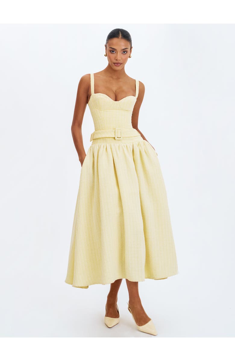 Miss Circle Tiana Sweetheart Belted Midi Dress, Alternate, color, Yellow