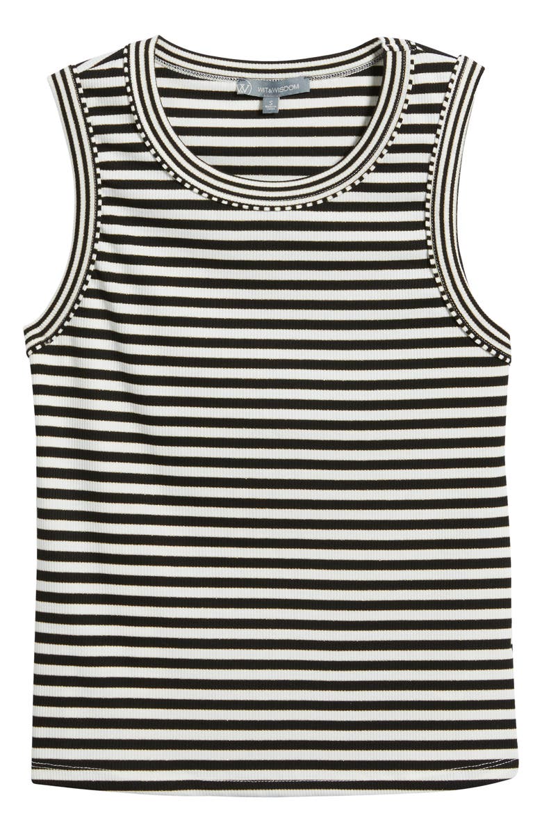 Wit & Wisdom Stripe Rib Tank, Alternate, color, Black/ Off White