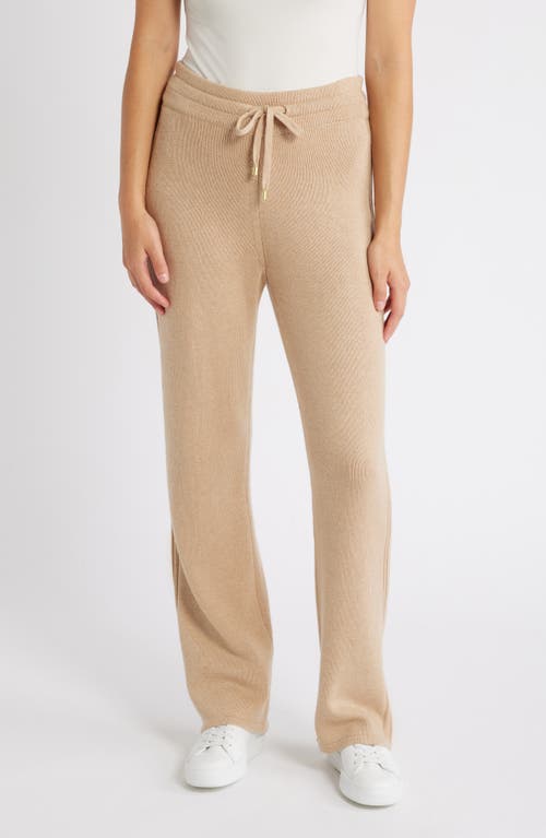 Anne Klein Rib Wide Leg Pants In Latte