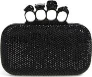 McQueen Crystal Embellished Leather Knuckle Clutch