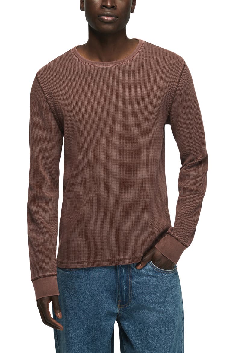 Long Sleeve Cotton Thermal T-Shirt, Main, color, FUDGE