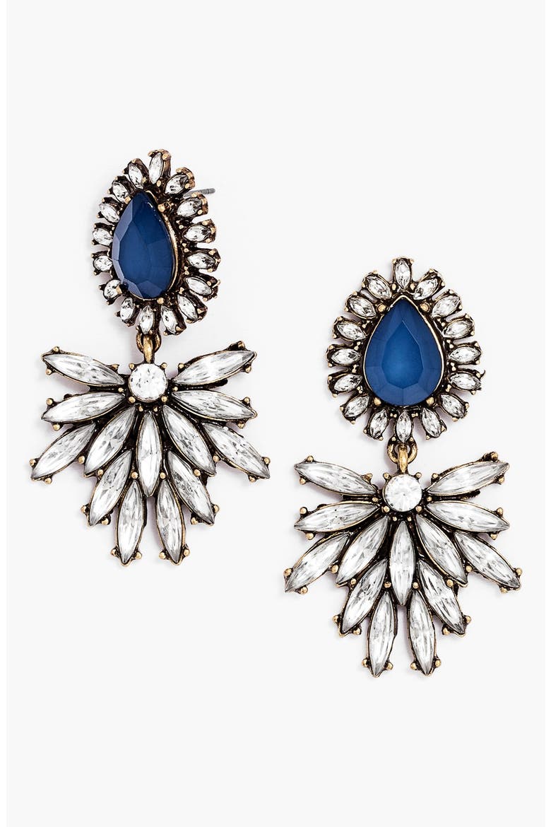 'Firecracker' Drop Earrings, Main, color, BLUE/ BRASS