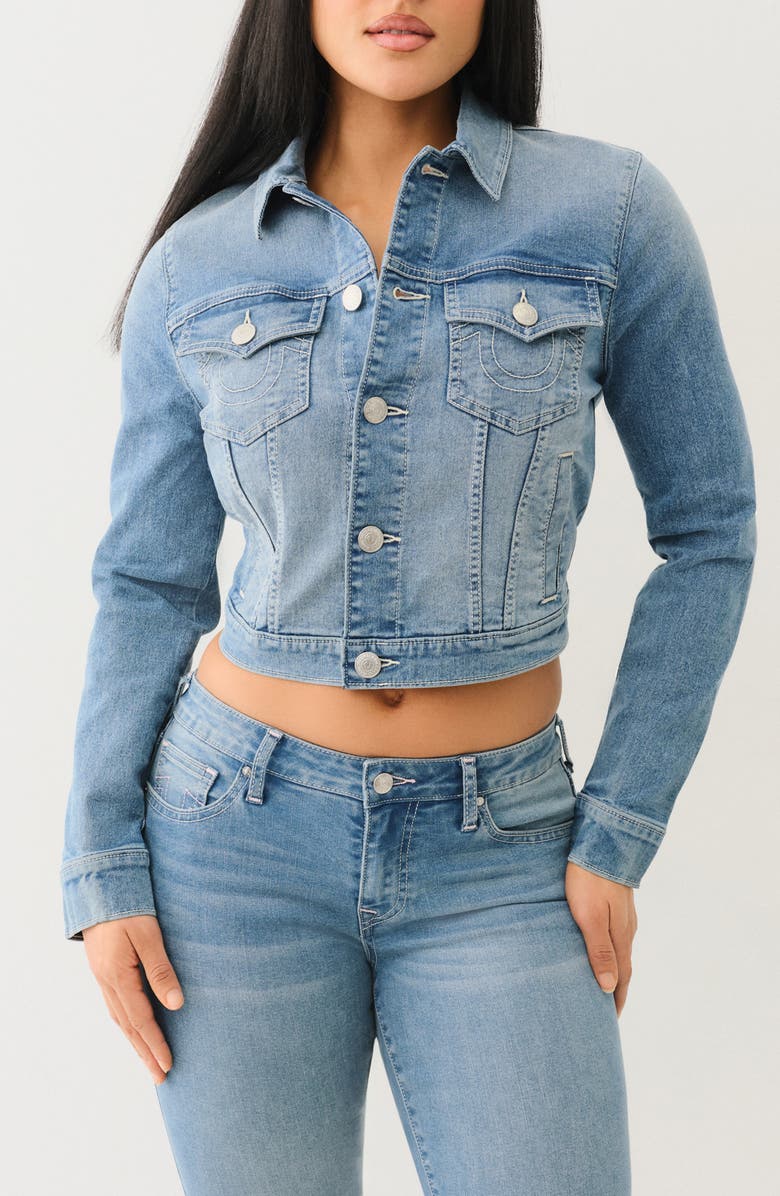True Religion Jesse Crop Trucker Jacket, Main, color,