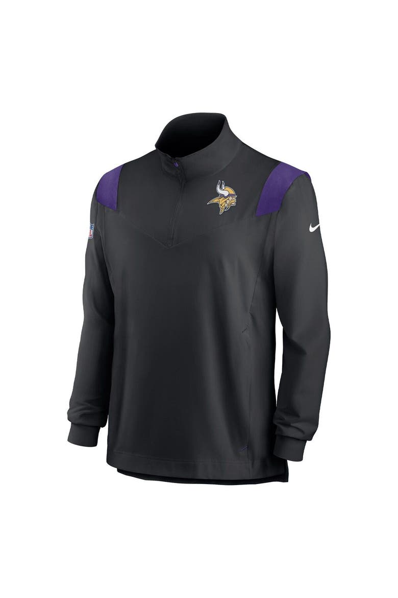 Men's Nike Black Minnesota Vikings Sideline Coach Chevron Lockup Quarter-Zip Long Sleeve Top, Alternate, color, Black