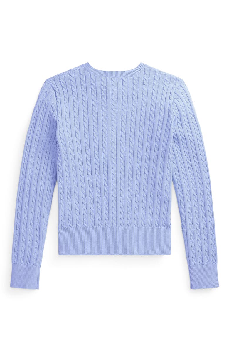 Polo Ralph Lauren Kids' Mini Cable Cotton Cardigan, Alternate, color, Chambray Blue