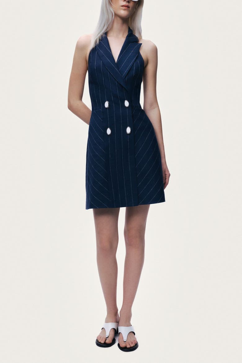 Double-Breasted Halter Neck Mini Dress, Alternate, color, Multi-Colored