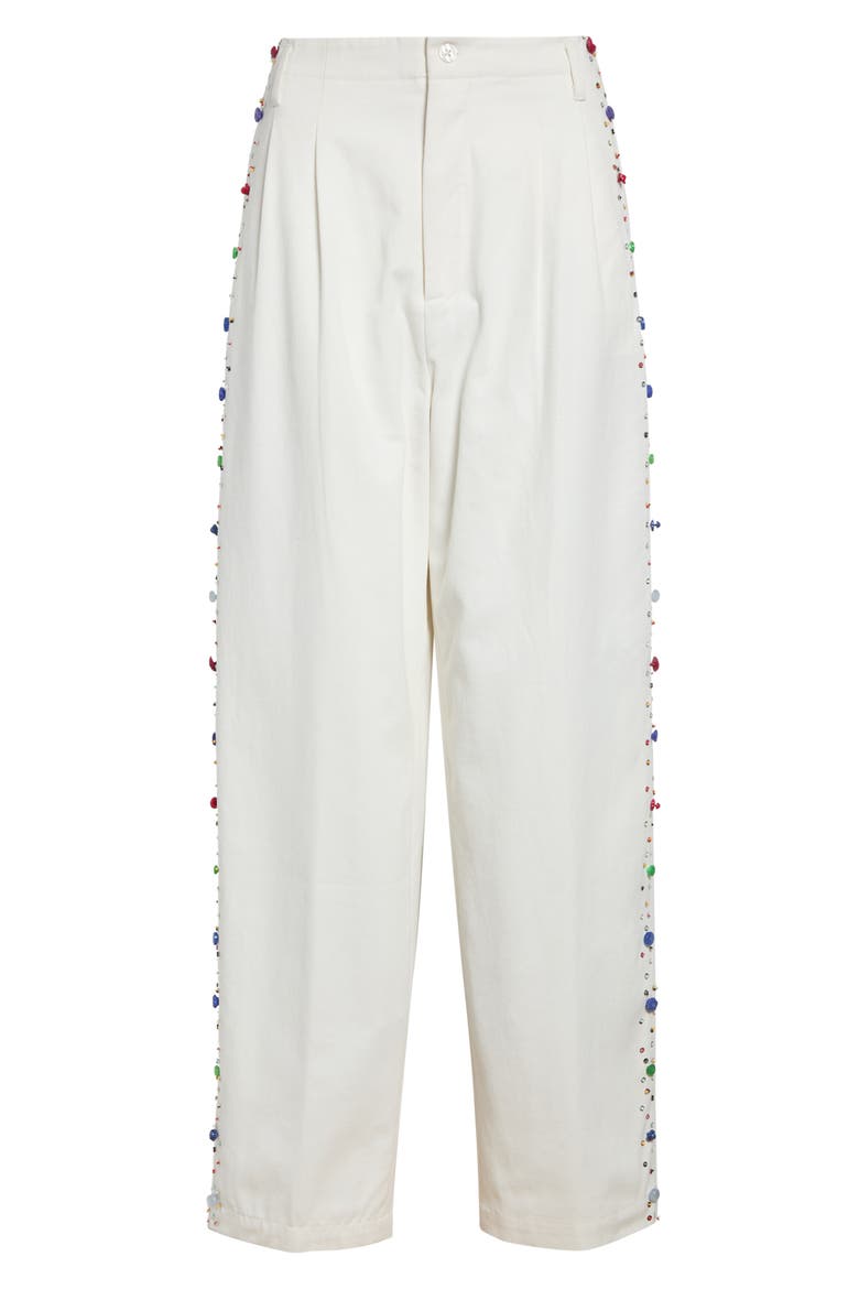 Button Jar Cotton Wide Leg Pants, Main, color, WHITE MULTI