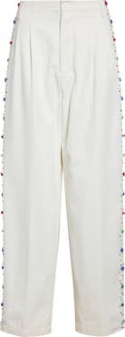 Bode Button Jar Cotton Wide Leg Pants