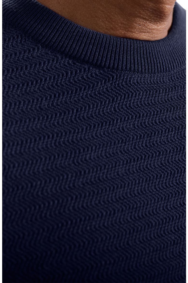 Mixed Stitch Cotton Crewneck Sweater, Alternate, color, NAVY