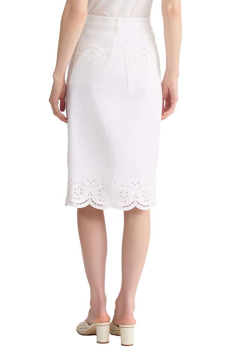 Jones New York Lexington Scallop Hem Skirt, Alternate, color, Soft White