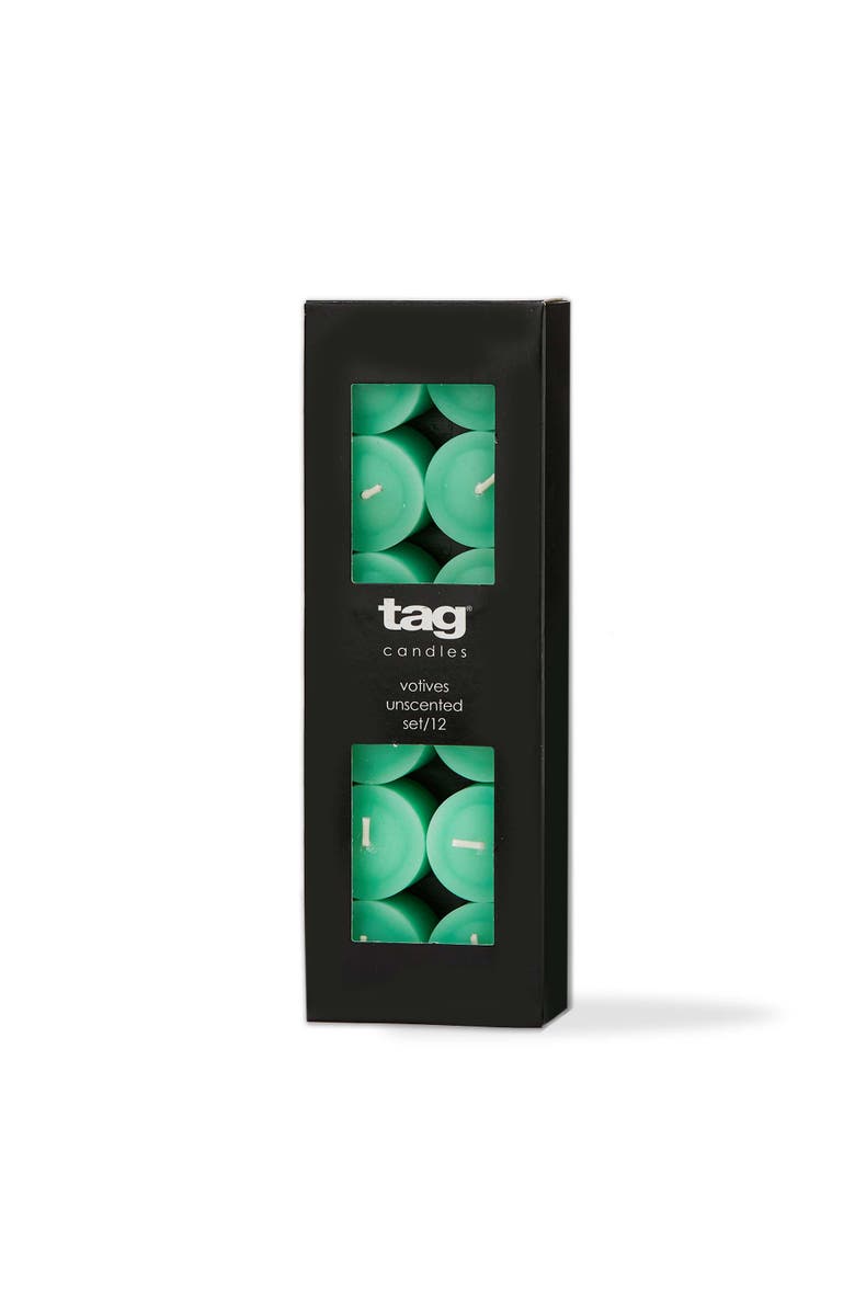 tag Color Studio Seafoam Votive Candles Set of 12 Smokeless, Main, color, Green