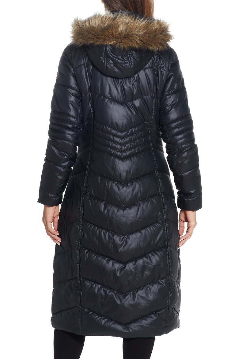 Long Quilted Parka with Faux Fur Trim, Alternate, color, BLACK