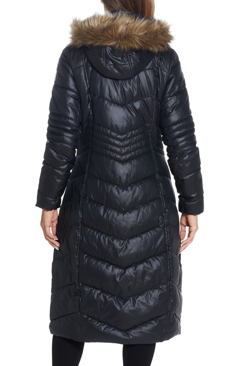 Gallery Long Quilted Parka with Faux Fur Trim, Alternate, color, Black