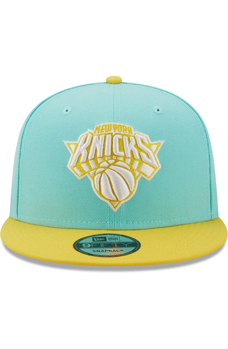 New Era Men's New Era Turquoise/Yellow New York Knicks Color Pack 9FIFTY Snapback Hat, Alternate, color, 
