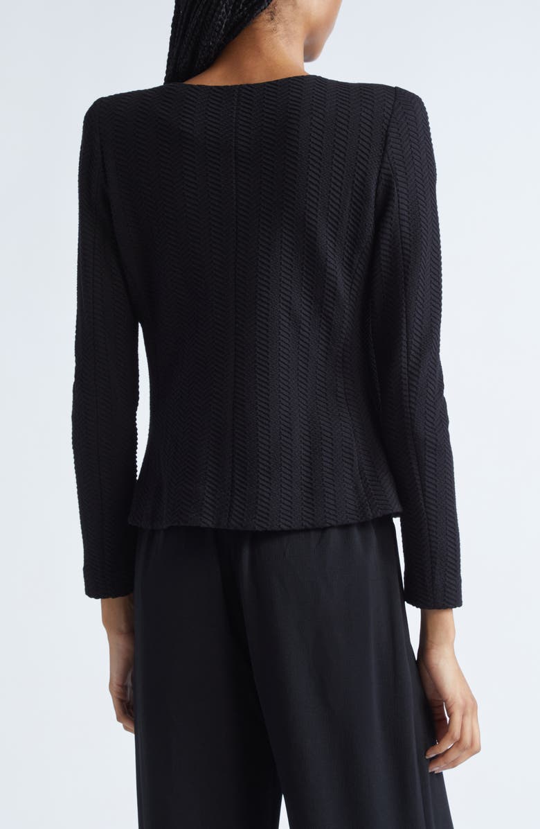 Emporio Armani Chevron Knit Jacket, Alternate, color, Solid Black