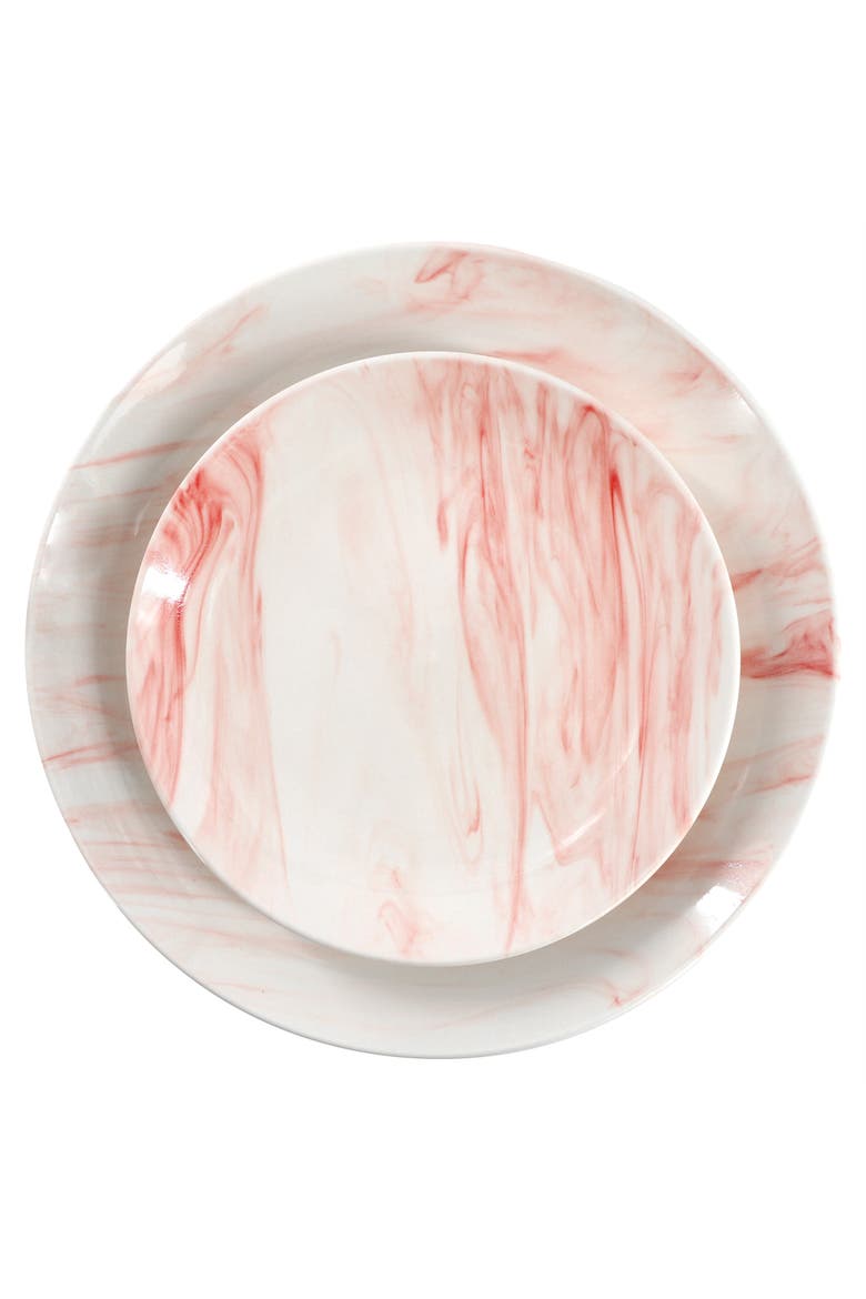 Fine Marble 16 Piece Porcelain Dinnerware Set, Alternate, color, Red