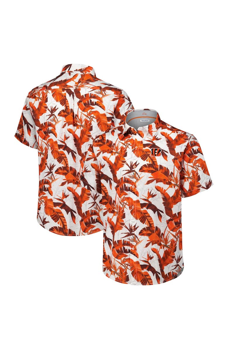 Tommy Bahama Men's Tommy Bahama Orange Cincinnati Bengals Sunnyvale Blooms Camp Button-Up Shirt, Main, color, 