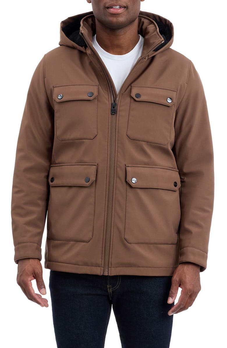 Michael Kors Moblown Hooded Coat, Main, color, Mocha