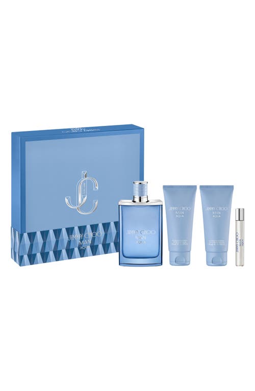 Jimmy Choo Man Aqua 4-piece Eau De Toilette Gift Set $187 Value In Transparent