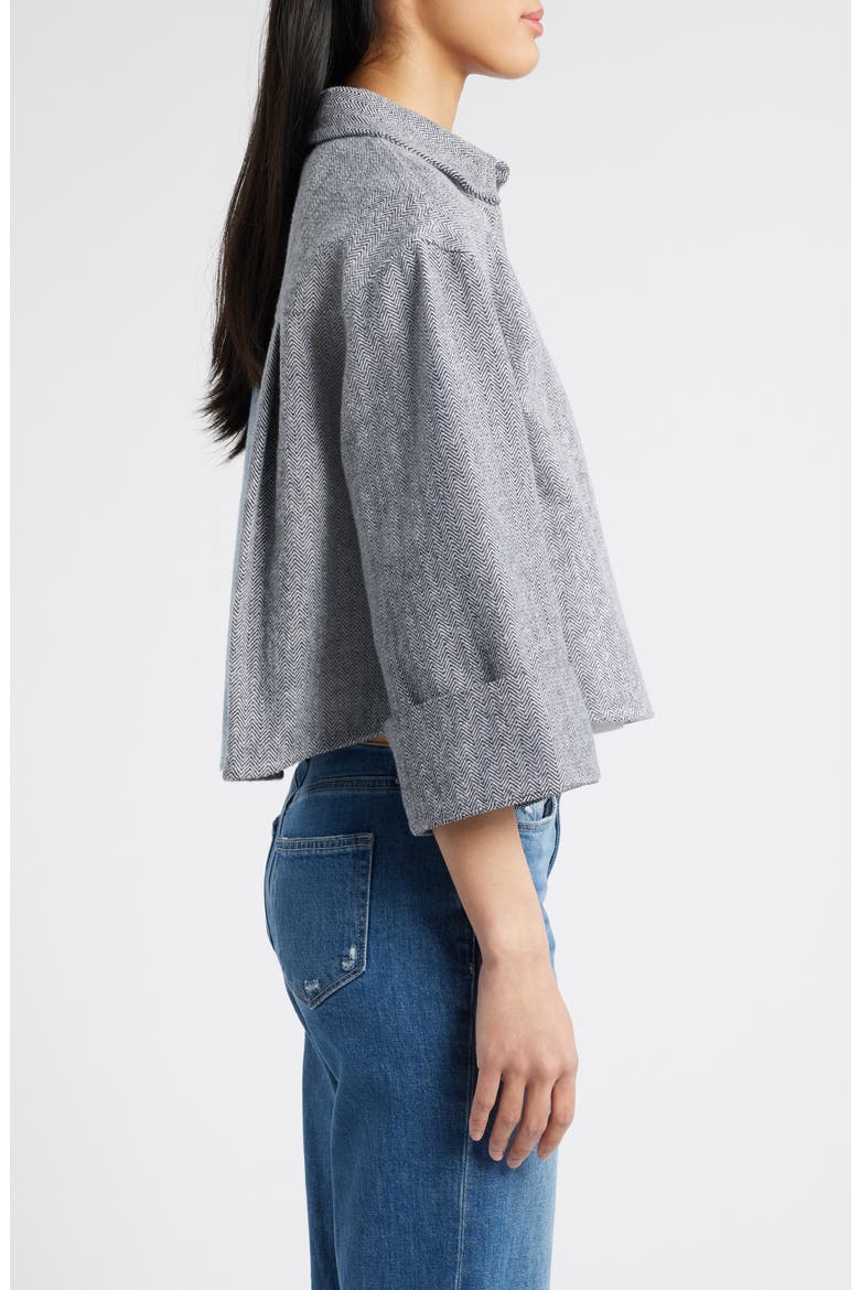 Contrast Cuffed Shirt, Alternate, color, BLACK/ BLUE SHADOW
