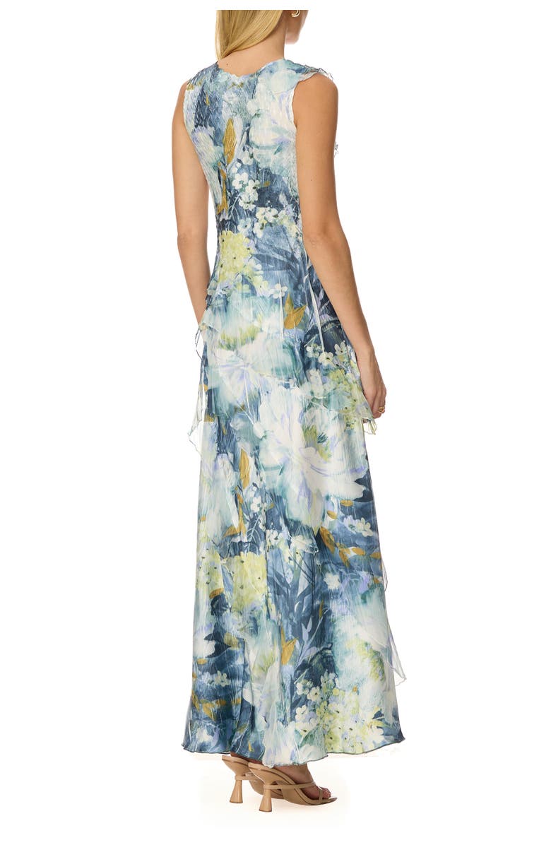 Komarov Abstract Floral Ruffle Long Dress, Alternate, color, Painted Petal