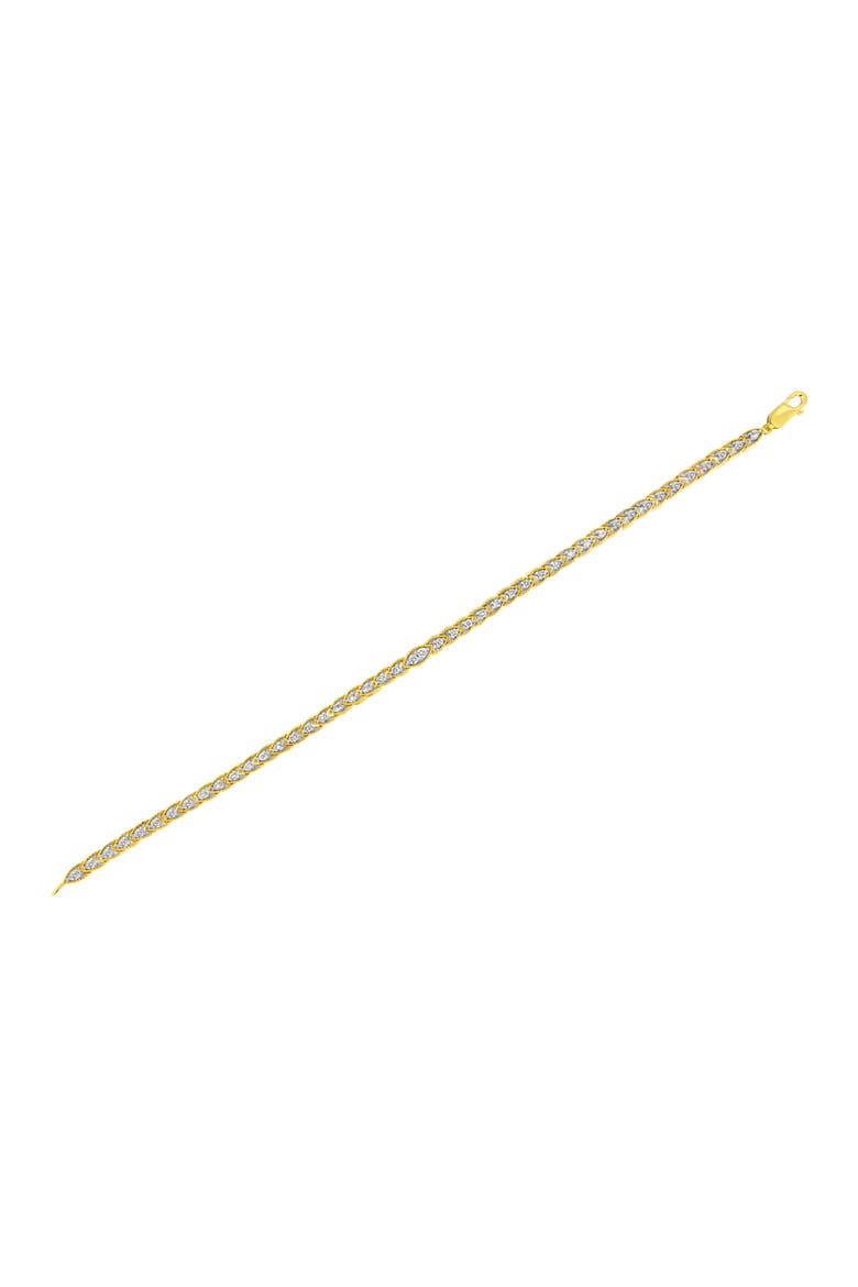 10K Yellow Gold Plated Silver 1 cttw Prong-Set Diamond Pear Shape Link Bracelet, Alternate, color, Yellow