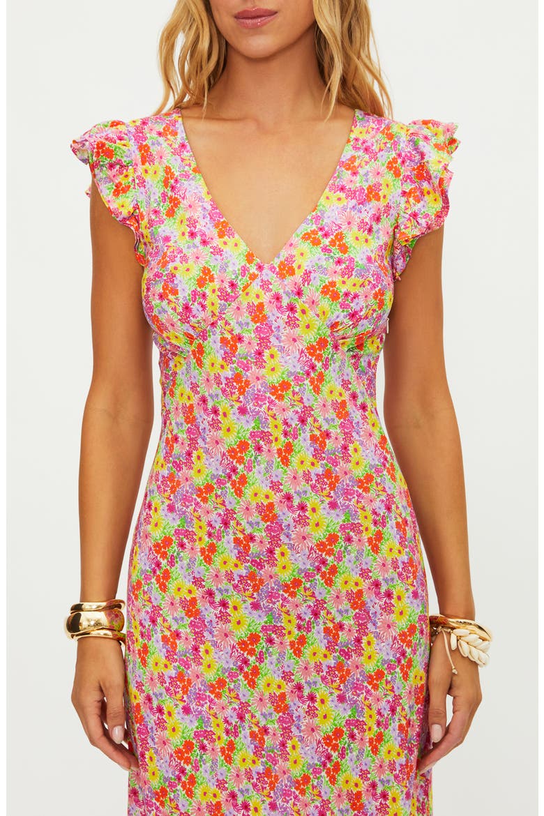Elodie Flutter Sleeve Maxi Cover-Up Dress, Alternate, color, NEON BOUQUET