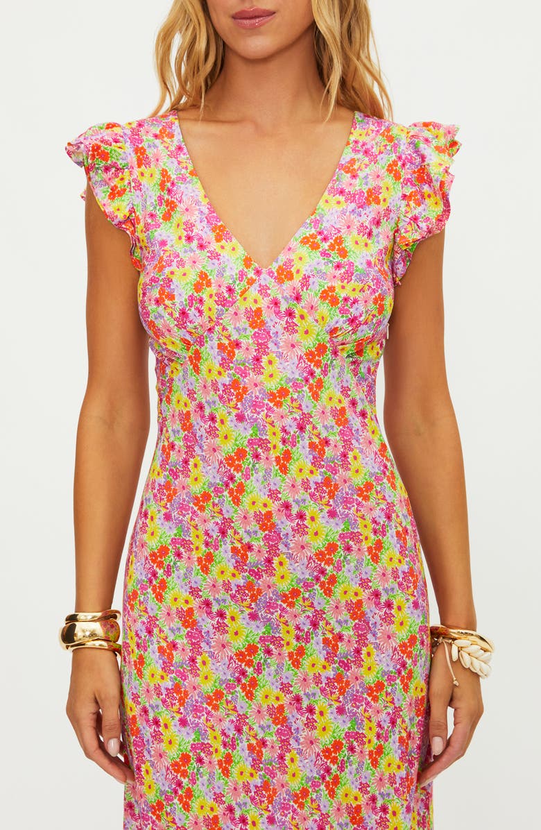 Beach Riot Elodie Flutter Sleeve Maxi Cover-Up Dress, Alternate, color, Neon Bouquet