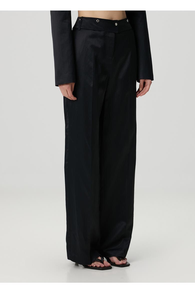 Woven Pant With Metal Button, Alternate, color, BLACK