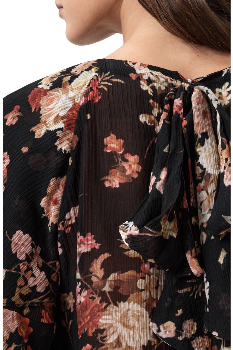 Lissie Floral Print Ruffle Top, Alternate, color, ARMADA BLACK