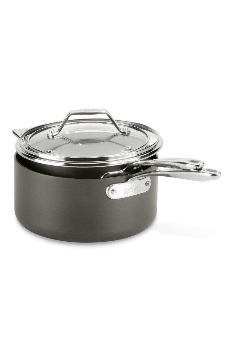 Hard Anodized Aluminum 2.5-Quart & 4-Quart Nonstick Saucepan Set, Alternate, color, SILVER
