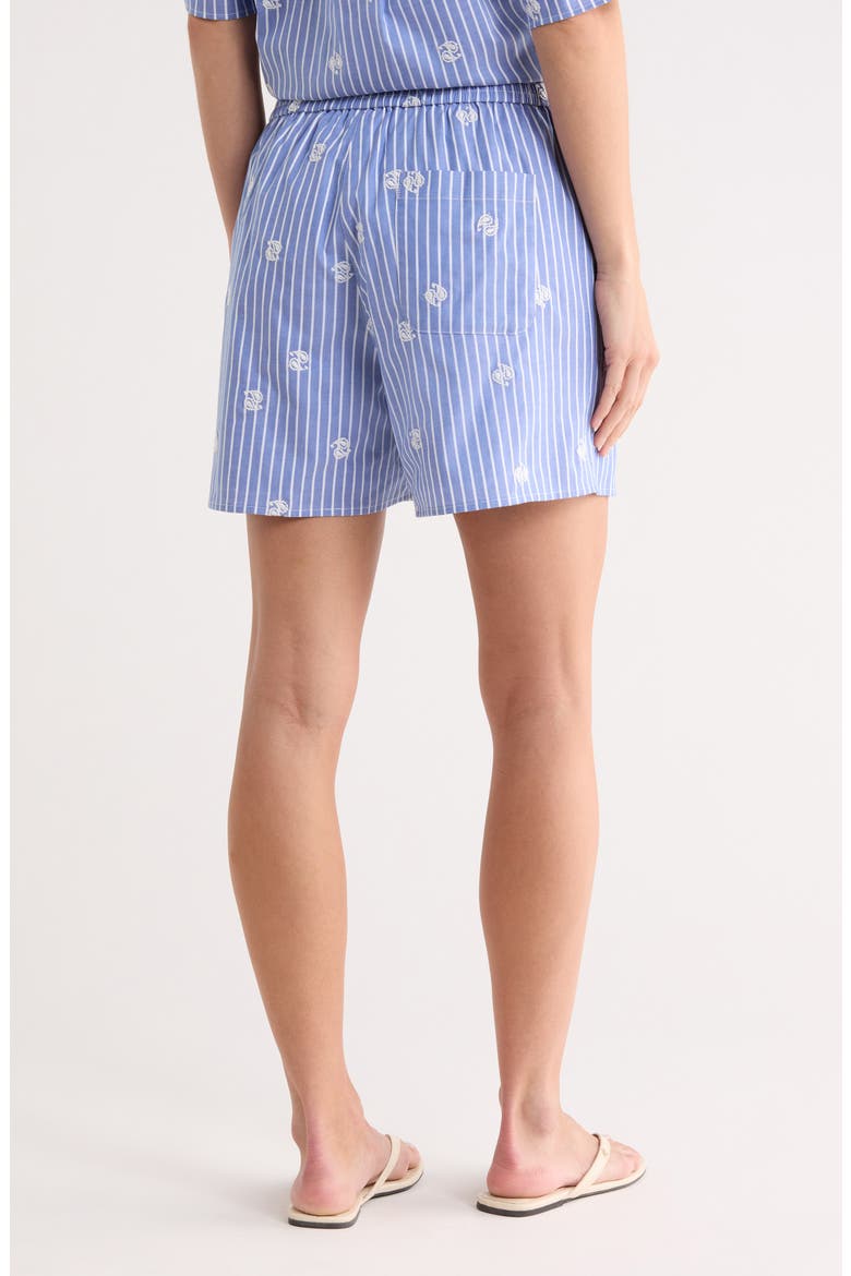 Ella Embroidered Stretch Cotton Pull-On Shorts, Alternate, color, BLUE MULTI