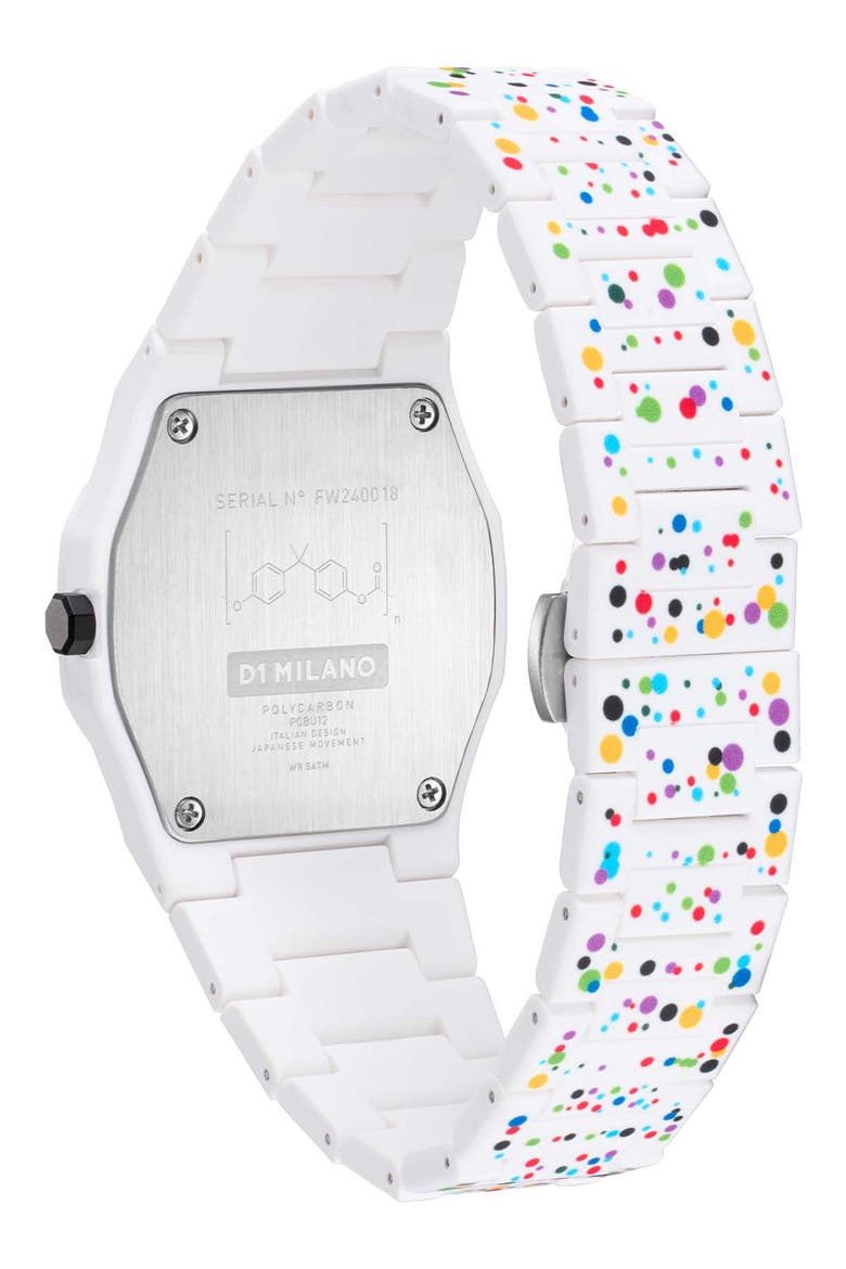 Dot 02 Polycarbon Bracelet Watch, 37mm, Alternate, color, WHITE