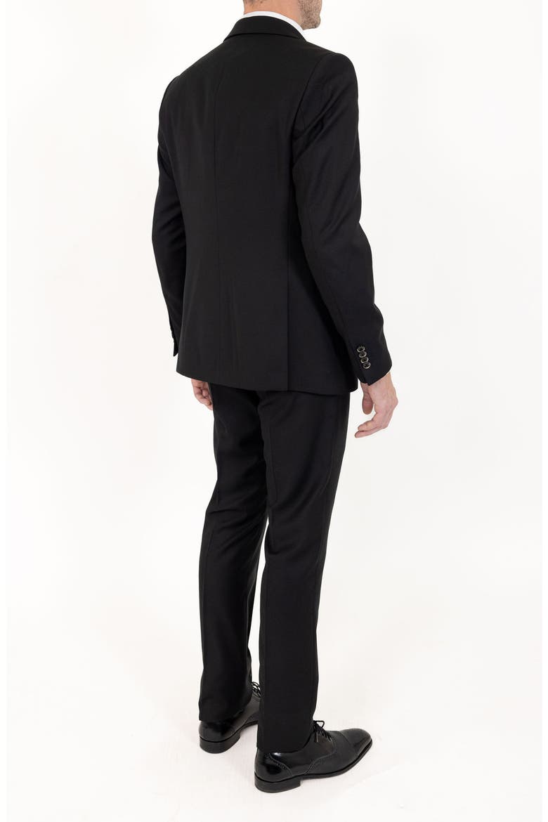 Solid Stretch Wool Suit, Alternate, color, BLACK