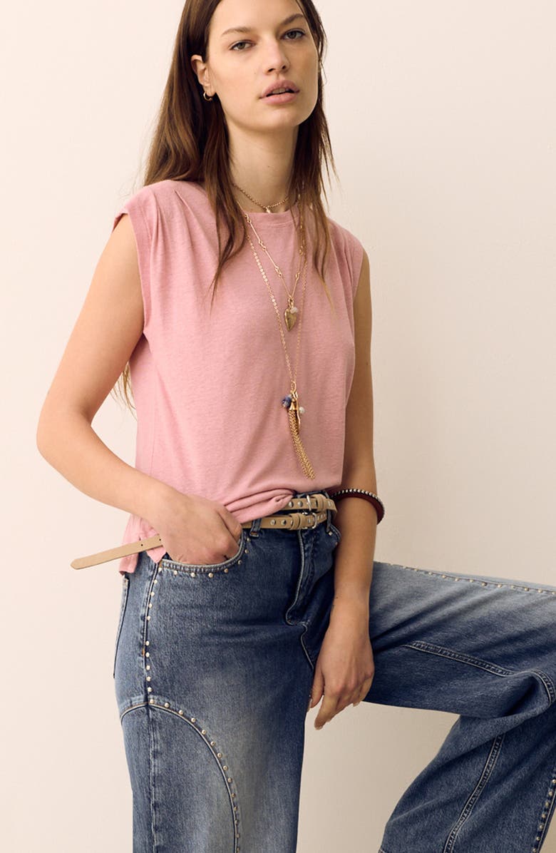 PER UNA BY M&S Pleat Shoulder Muscle Tee, Alternate, color, Rose Pink