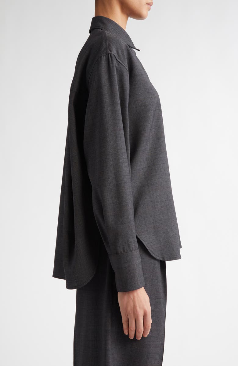 Maria McManus Glen Plaid Stretch Wool Button-Up Shirt, Alternate, color,