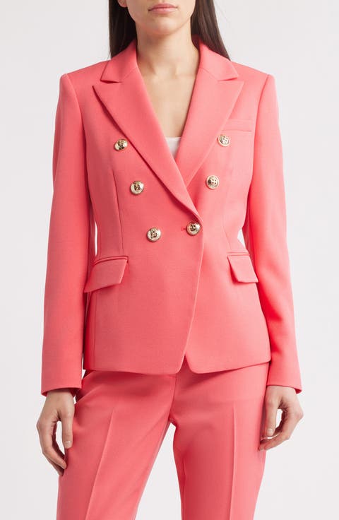 Tahari ASL Double Breasted Twill Blazer (Petite)