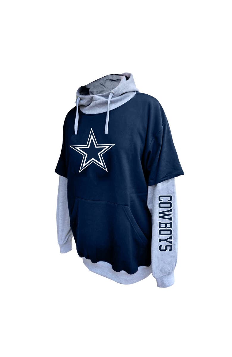 FANATICS Men's Fanatics Navy/Heather Gray Dallas Cowboys Big & Tall Twofer Pullover Hoodie, Alternate, color, Navy
