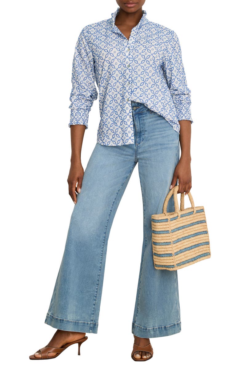 NIC+ZOE Embroidered Tile Shirt, Alternate, color, Blue Multi