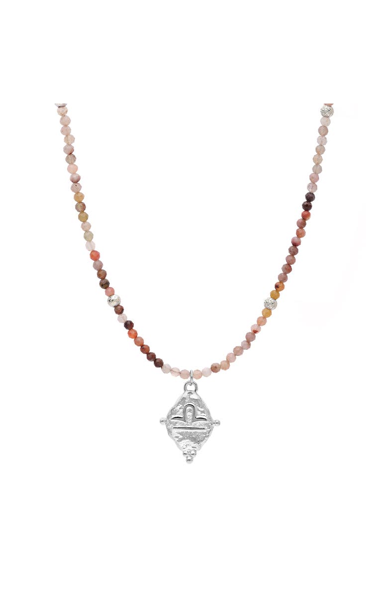 Seven Saints Libra Zodiac Gemstone Choker Necklace, Main, color, White