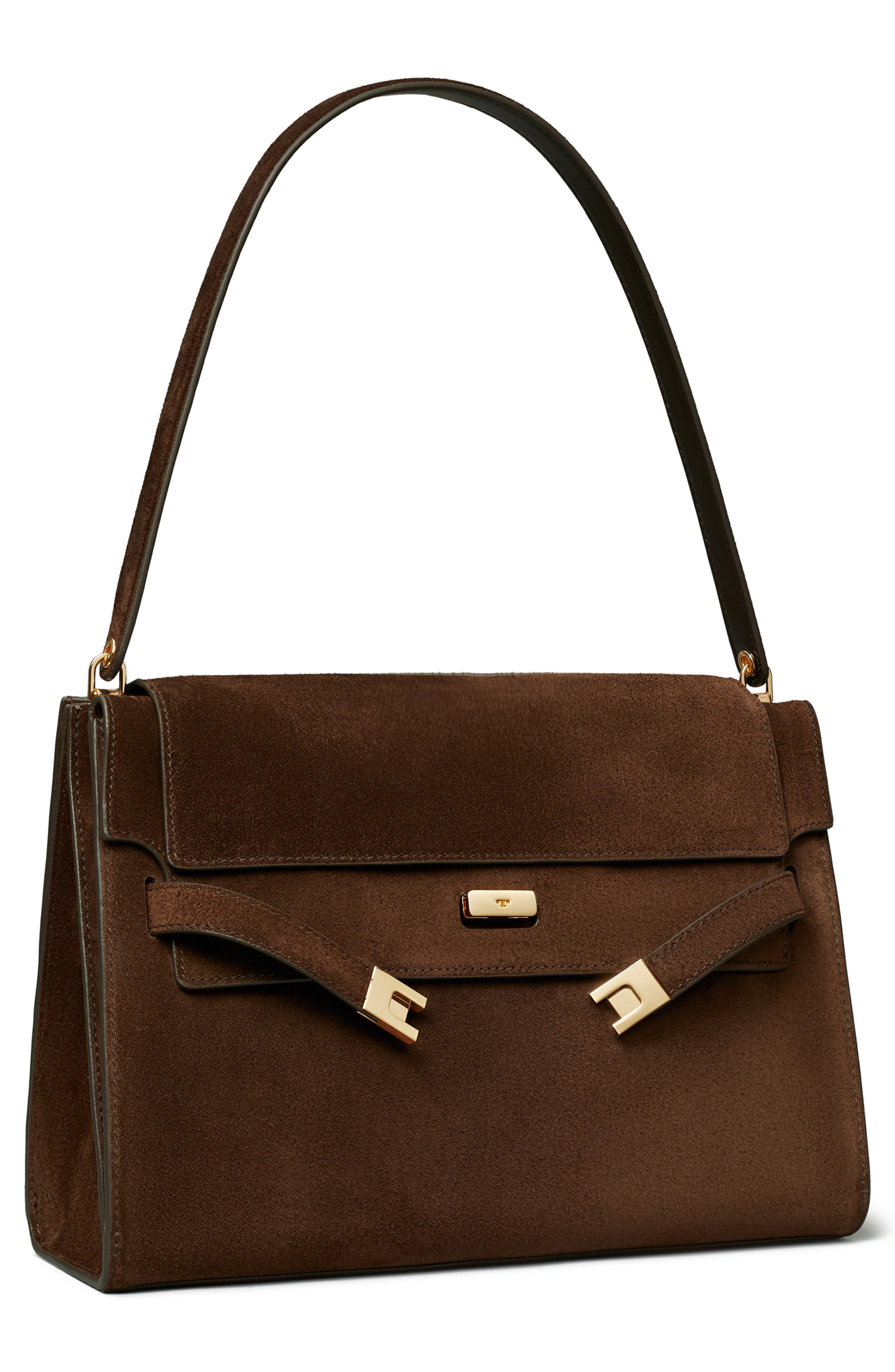 Tory Burch Large Lee Radziwill Suede Shoulder Bag, Alternate, color, 