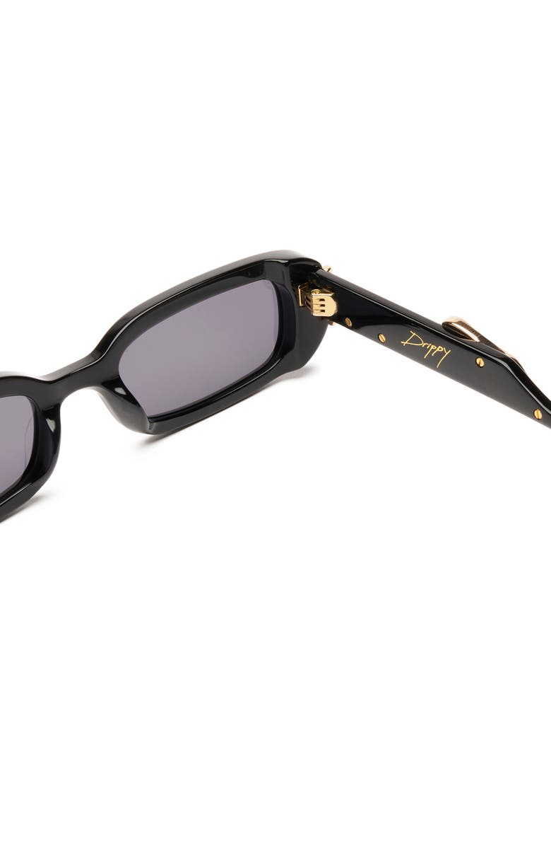 DEZI Lil Drippy 49mm Rectangular Sunglasses, Alternate, color, Lil Drippy Black / Dark Smoke