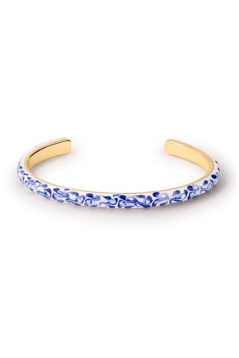 Arlo Marble Enamel Cuff Bracelet, Main, color, GOLD / MARBLE BLUE