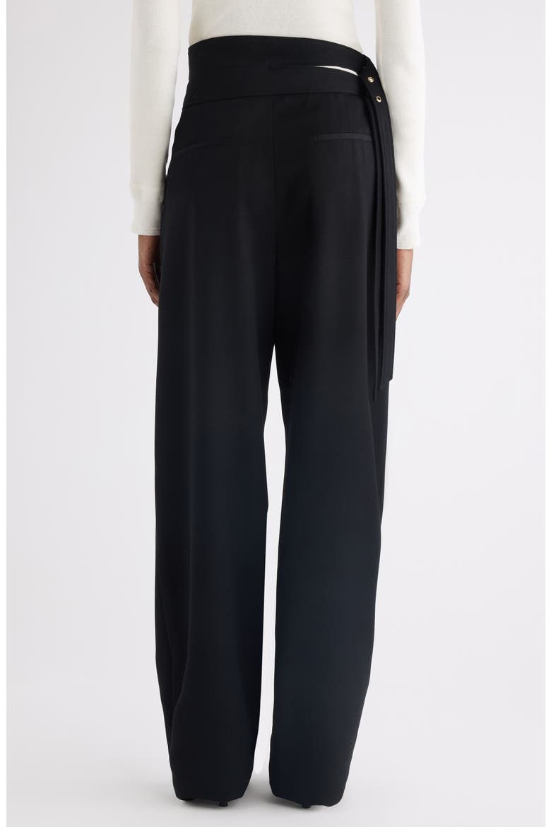 Buckle Keyhole High Waist Wool Straight Leg Pants, Alternate, color, BLACK