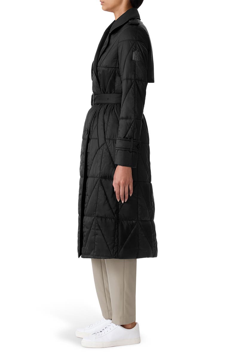 Mackage Mavis Quilted Trench Coat, Alternate, color, Black