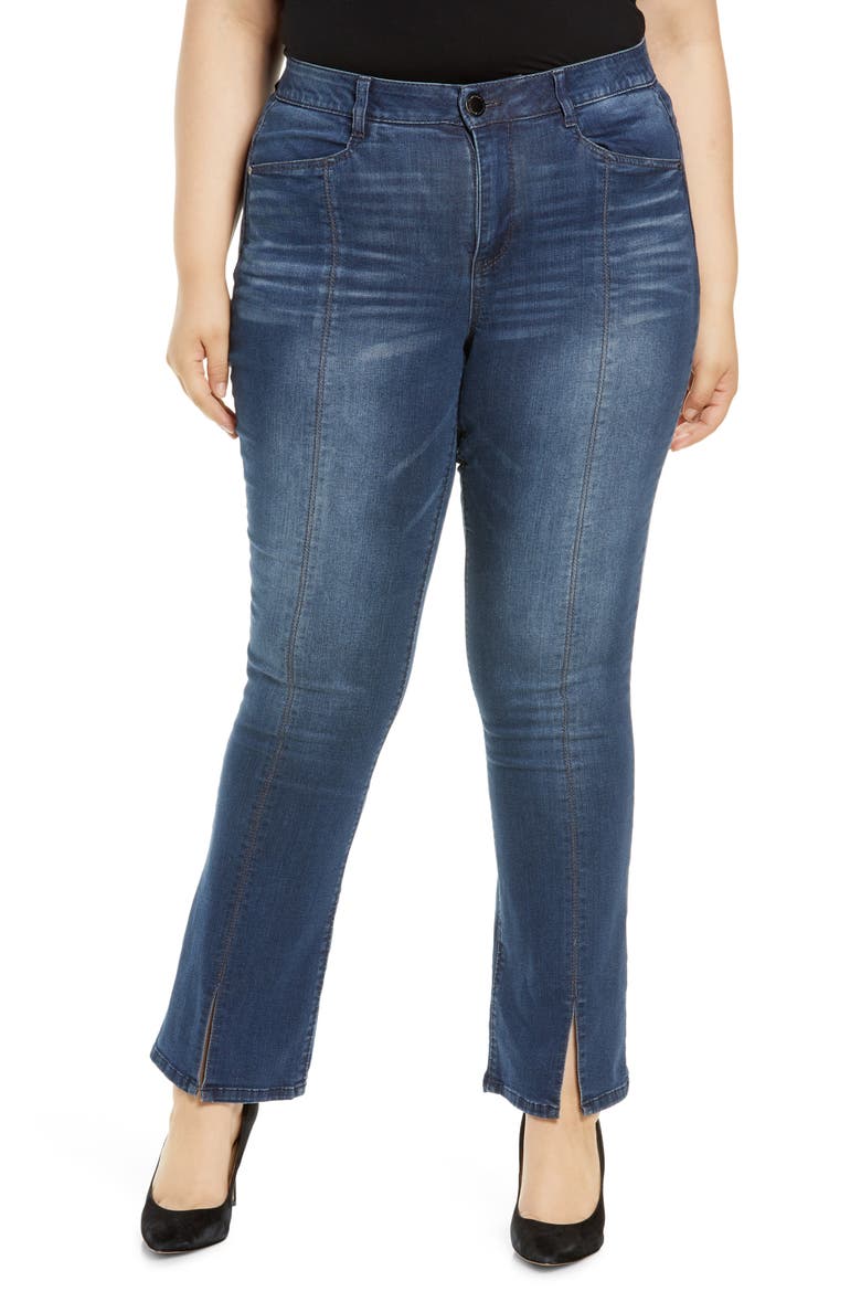 'Ab'Solution Itty Bitty High Waist Slit Hem Bootcut Jeans (Nordstrom Exclusive), Main, color, BLUA-BLUE ARTISINAL